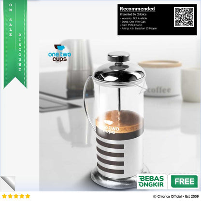 One Two Cups Teko Kopi French Press Coffee Maker Pot 350ml KG72I