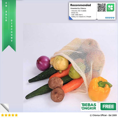 BAGGU Tas Belanja Lipat Vegetable and Fruit Cotton Mesh Bag BG1