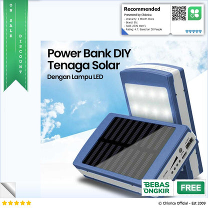 Rovtop Power Bank DIY Tenaga Solar dengan Lampu LED 4NB1