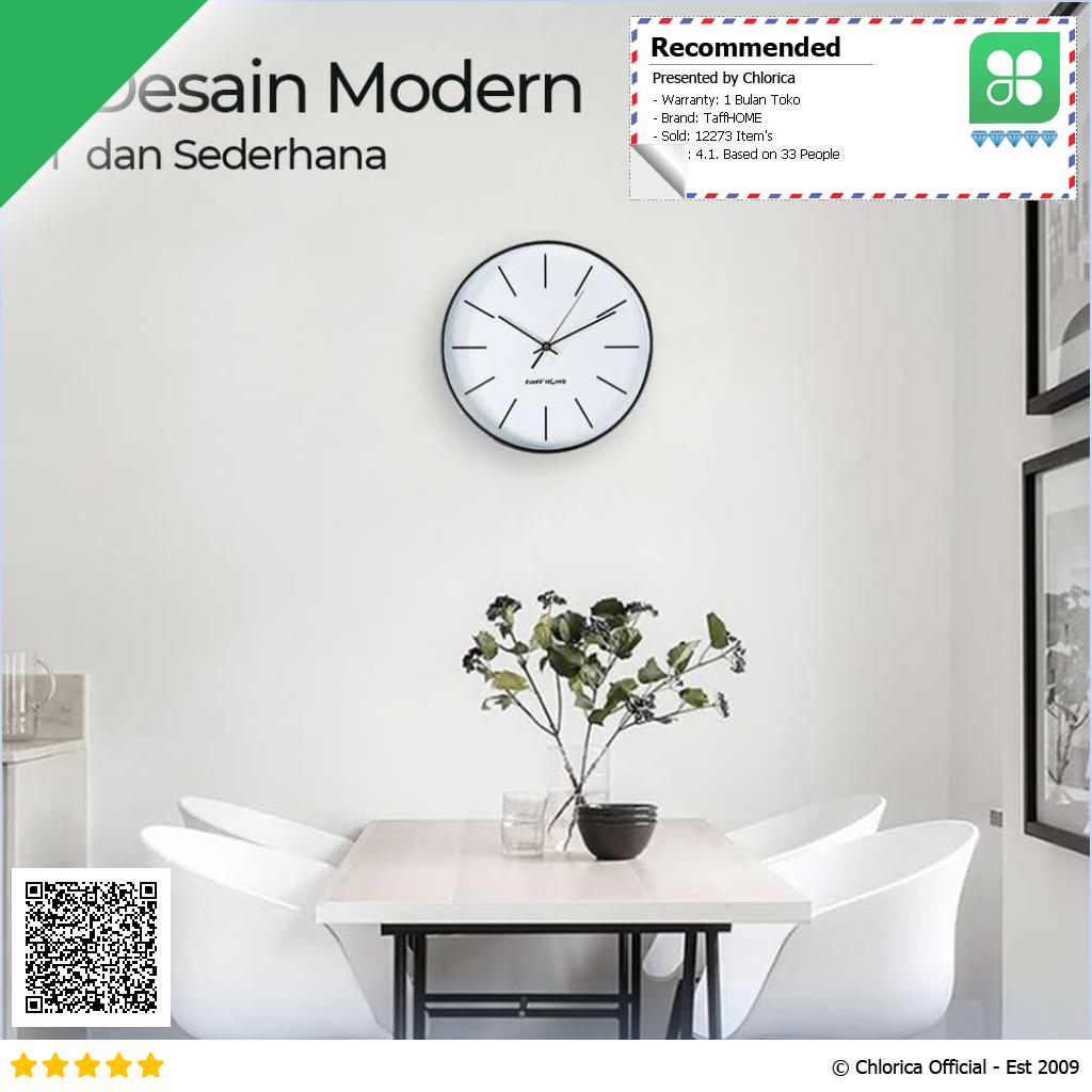 TaffHOME Jam Dinding Bulat Silent Movement Quartz Model Modern H6589