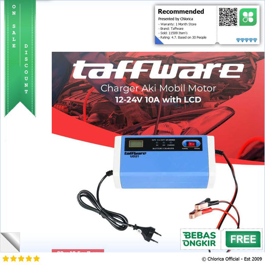 Taffware Charger Aki Mobil Motor Lead Acid 12 24V 10A with LCD UD21