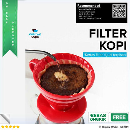 One Two Cups Filter Penyaring Kopi V60 Glass Coffee Filter Dripper ZM639