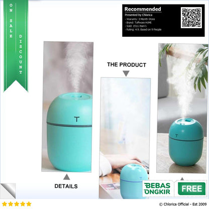 Taffware HUMI Mini Air Humidifier Aromatherapy LED Light 250ml HM22