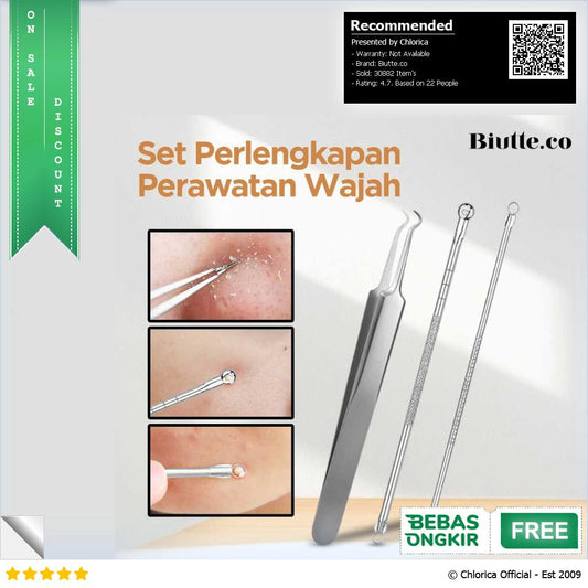 Biutte.co Alat Perlengkapan Komedo Jerawat Blackhead 3 PCS PT3