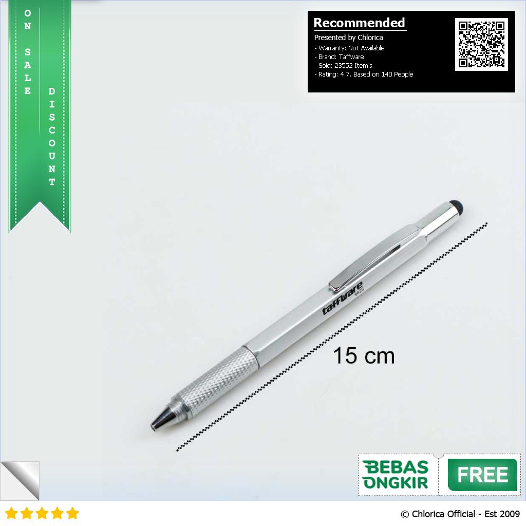 Taffware Pena Multifungsi Plastik Stylus Penggaris Waterpass Obeng 9625