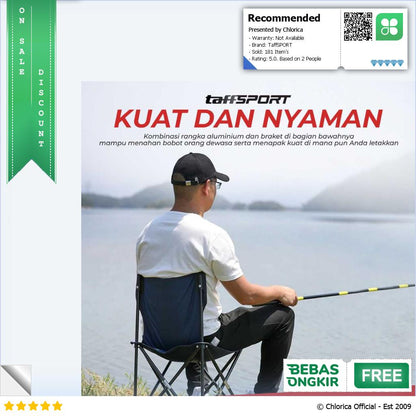 TaffSPORT Kursi Lipat Mancing Camping Foldable Chair with Pocket OL3336