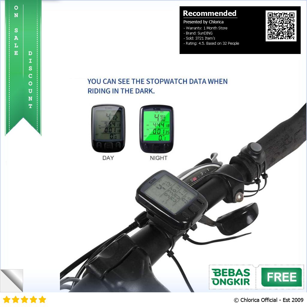 SunDING Speedometer Sepeda Backlight LCD Bike Handlebar Accessory SD 563A