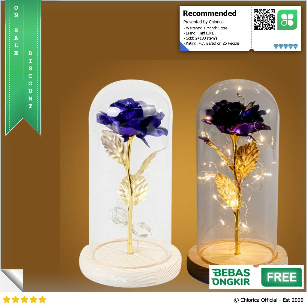 TaffHOME Lampu Meja Hias LED Mawar Beauty and The Beast Warm White AC01