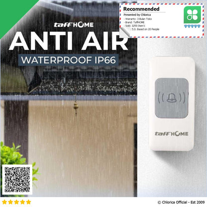 TaffHOME Bell Pintu Wireless Doorbell Waterproof 1 Receiver 433Mhz A9