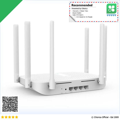 Redmi WiFi Router Gigabit AC2100 2033Mbps with 6 High Gain Antena RM2100