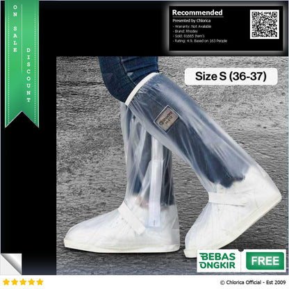 Rhodey Jas Hujan Sepatu Anti Air Shoes Cover PVC Zipper with Reflector H 212