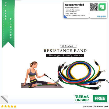 TaffSPORT Set Tali Stretching Resistance Band 11 PCS set YR2 11