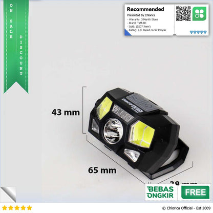 TaffLED Headlamp Rechargeable USB Motion XPE+COB 10000 Lumens BL066