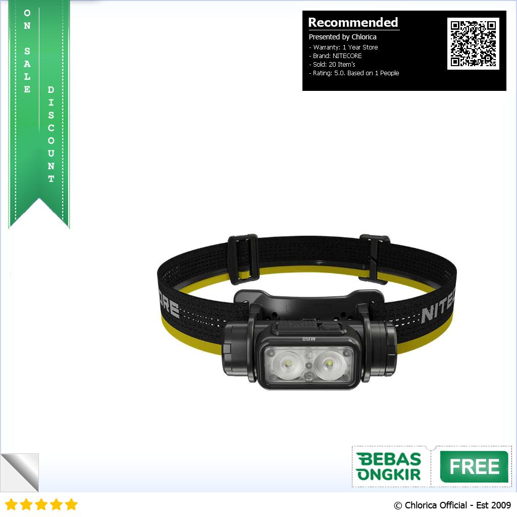 NITECORE Headlamp LED Senter Kepala Dual Light IP68 4000mAh 1400lm NU50