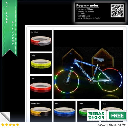 DUUTI Stiker Sepeda Reflective Tape Adhesive MTB Bike 800 x 1 cm MT800