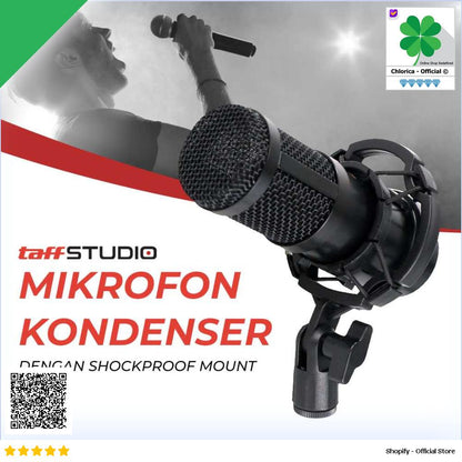 TaffSTUDIO Mikrofon Kondenser Studio Mic XLR with Shockproof Mount BM 800