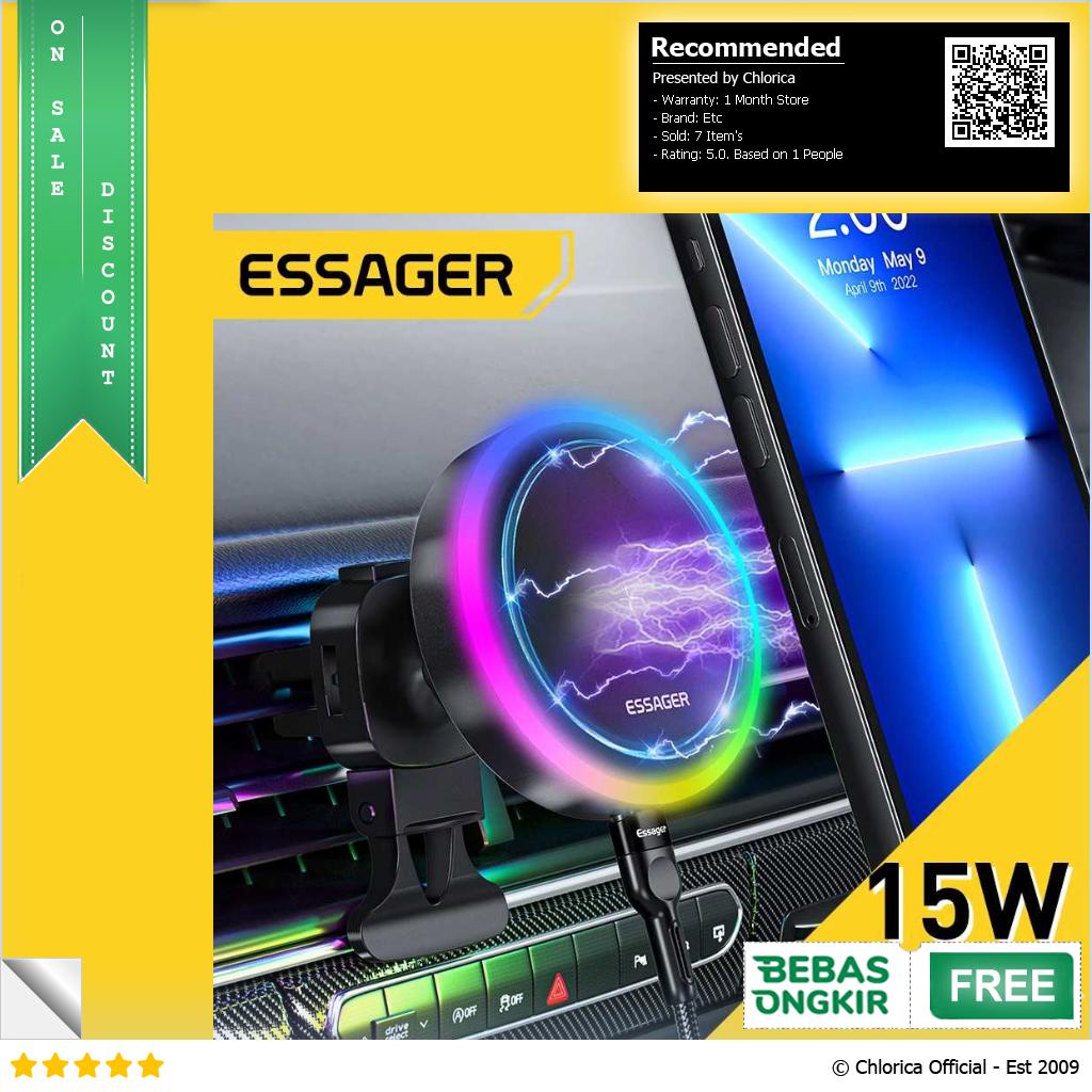 Essager Phone Holder Car Wireless Charger Magnetic Colorful Light 15W ACPH004