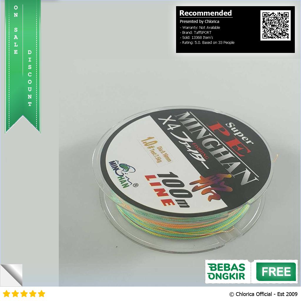 TaffSPORT MINGHAN Senar Benang Tali Pancing Super PE Braided Line 100M X4