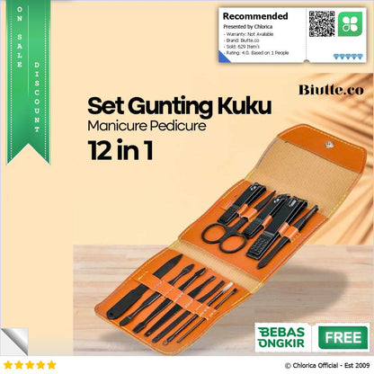 Biutte.co Set Gunting Kuku Manicure Nail Pedicure Kit 12 in 1 TCT12