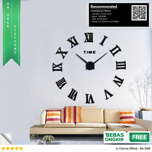 TaffHOME Jam Dinding Besar DIY Giant Clock Quartz 90 100cm DIY 106