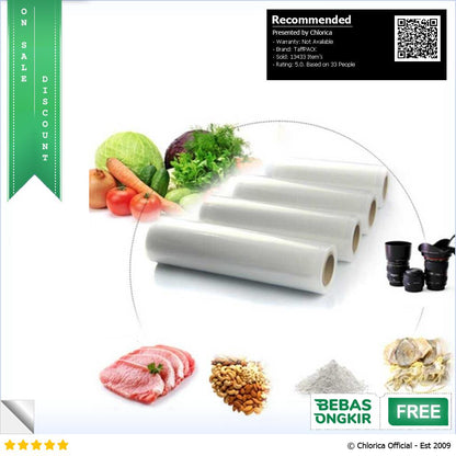 TaffPACK Kantong Plastik Vacuum Sealer Storage Bag BPA Free 1 Roll HK 07