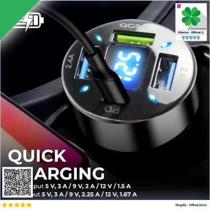 Iriisy Car Charger Mobil USB Type C Quick Charging 4 Port 54W PD20W