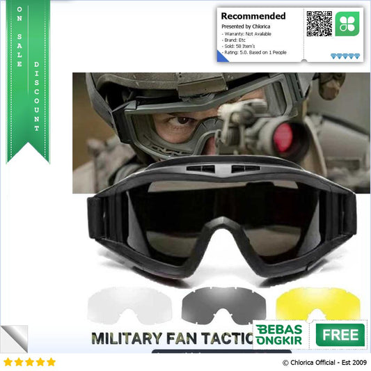 JSJM Kacamata Olahraga Taktis Airsoft Ski Goggles with 3 Lens JK11