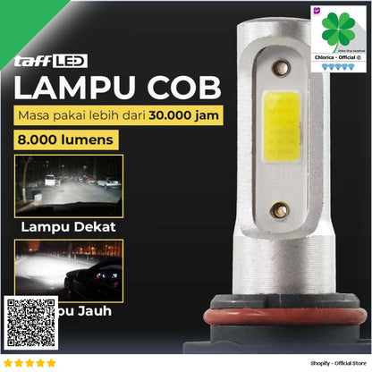 TaffLED Lampu Depan Mobil LED COB Headlamp 8000LM Cool White 2 PCS S2