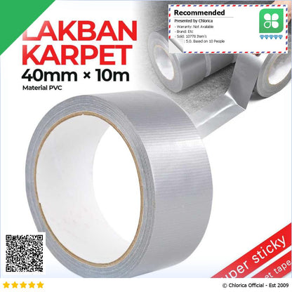 NiceLiving Lakban Karpet Super Sticky Cloth Floor Duct Tape 10M NL20