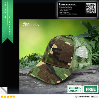 Rhodey Topi Trucker Jaring Mesh Hat Army Camouflage S8R