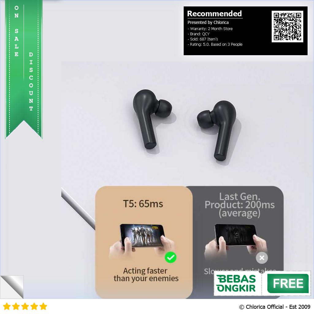 QCY TWS Bluetooth Earphone with Charging Case QCY T5