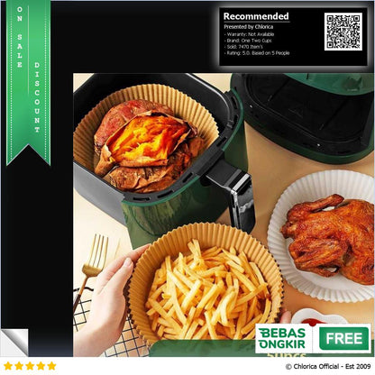 One Two Cups Kertas Minyak Alas Air Fryer Paper Oilproof 16cm 50 PCS XK16