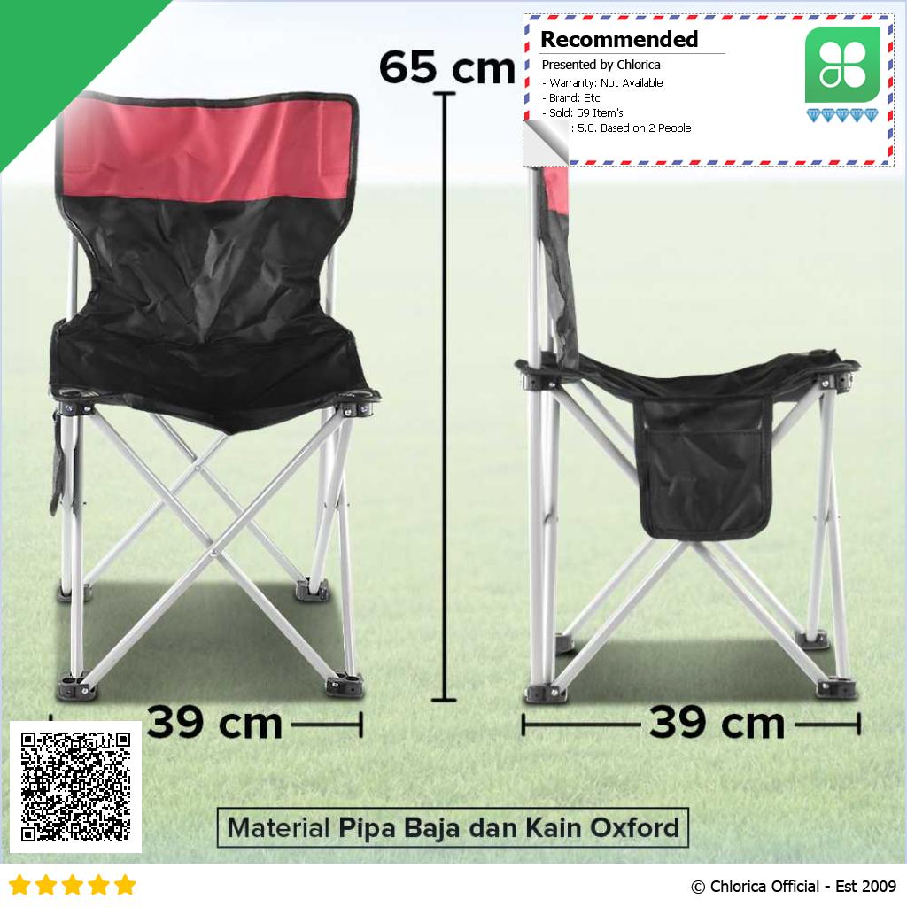 LAKIKA Kursi Lipat Outdoor Mancing Camping Foldable Chair with Pocket LK4