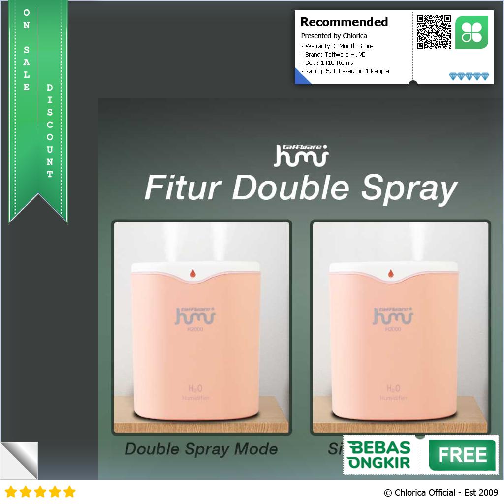 Taffware HUMI Humidifier Aromatherapy Oil Diffuser Double Spray 2000ml H2000