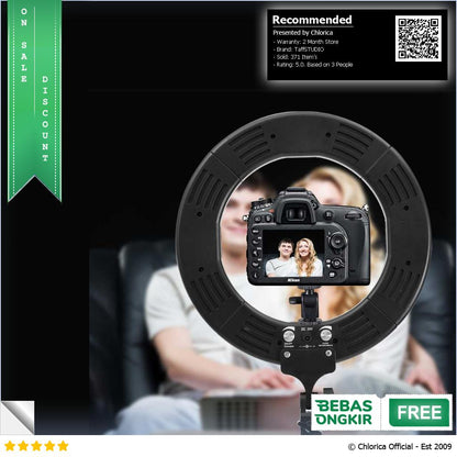 TaffSTUDIO Ring Light LED Kamera DSLR 65W 336 LED 12 Inch Tripod RL 18