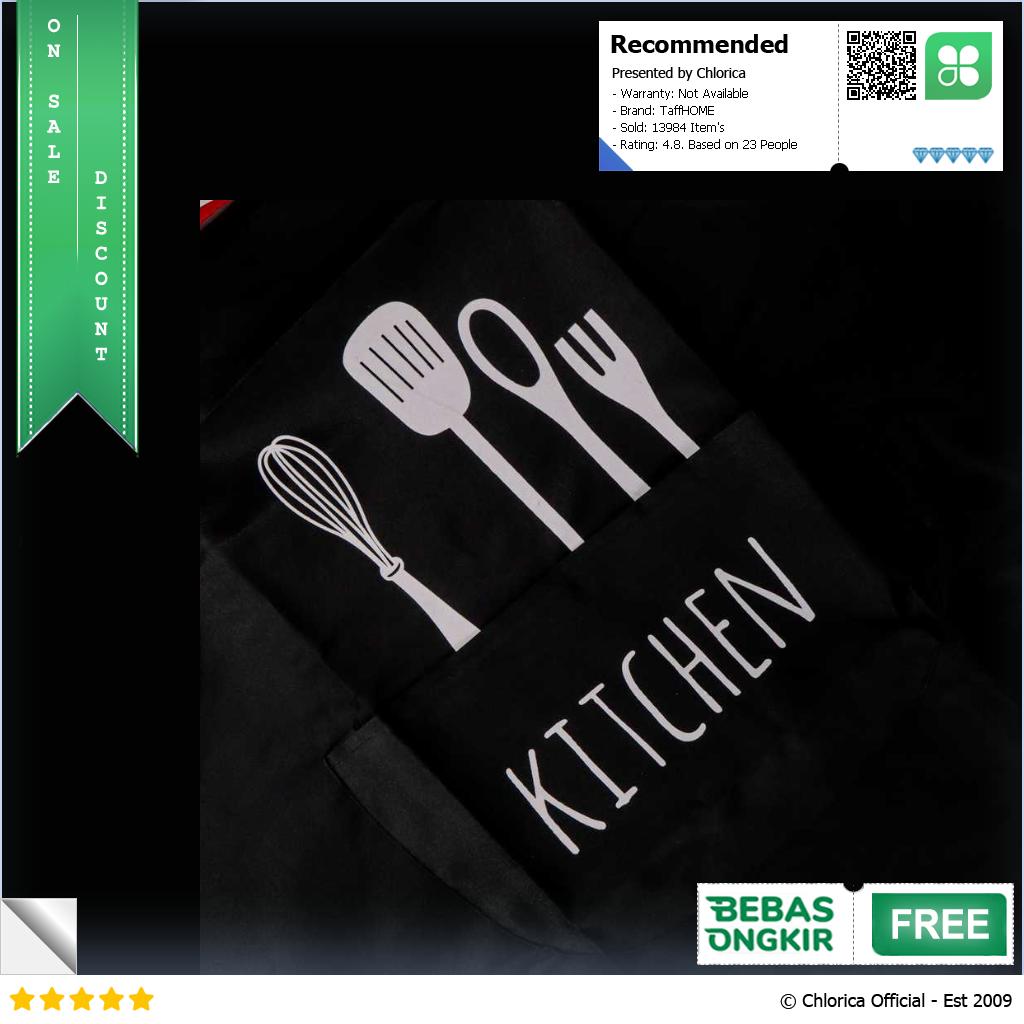 TaffHOME Celemek Masak Apron Dapur Model Kantong Pola Spatula JJ41