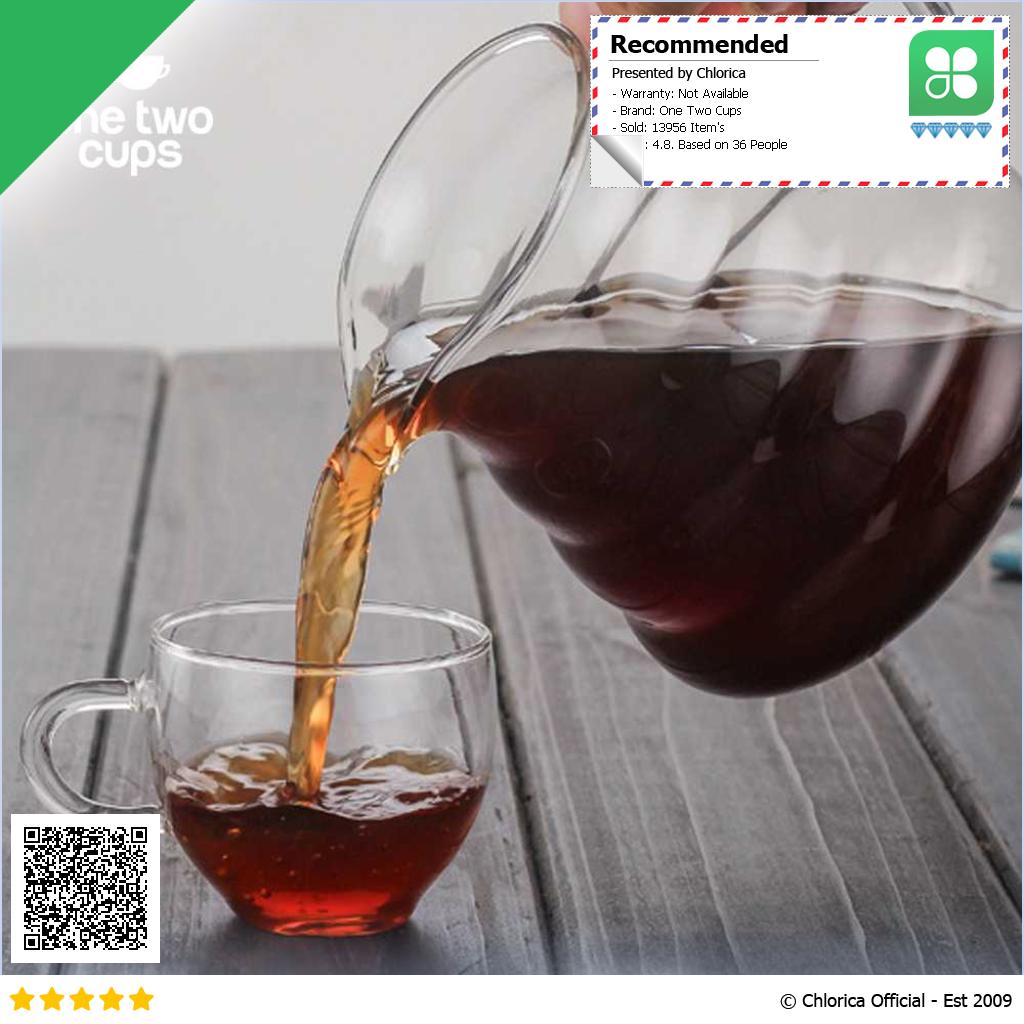 One Two Cups Coffee Server V60 Drip Pour Over Borosilicate Glass SE101