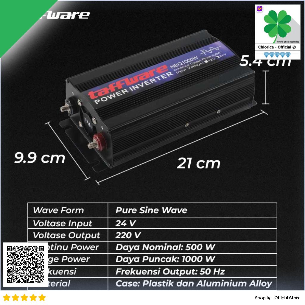 Taffware Power Inverter Mobil Pure Sine Wave DC 24 to AC 220V 1000W NBQ1000