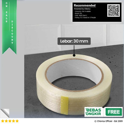 YX Lakban Super Strong Fiber Tape Isolasi Bening 25M GF25M