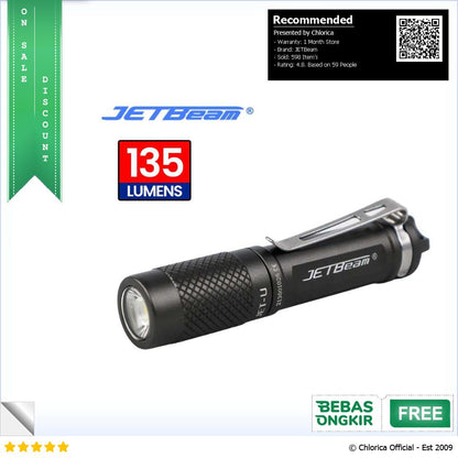 JETBeam Senter LED Tiny Flashlight CREE XP G2 135 Lumens JET U