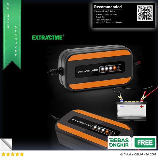 Extractme Charger Aki Motor Lead Acid Smart Charger 13.8V 3A 20Ah ZYX Y10