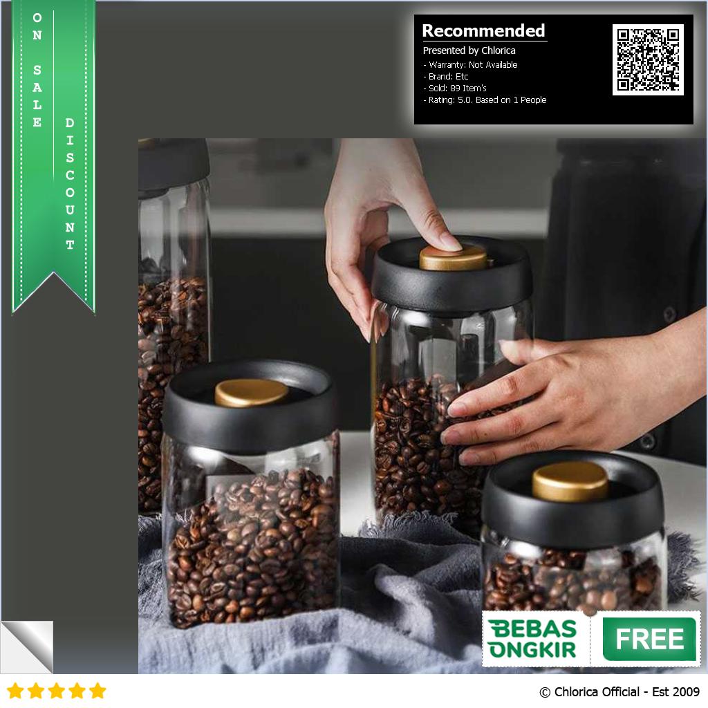 Seluna Toples Kaca Biji Kopi Coffee Beans Vacuum Sealed Air Tight Lid SE41