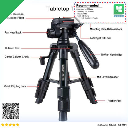 ZOMEI Tripod Mini Kamera Portable with Quick Release Lock 60cm Q100