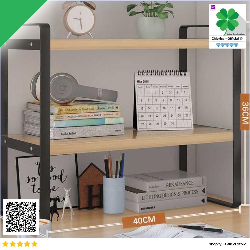 AOLIVIYA Rak Buku Minimalis DIY Table Bookshelf Organizer Double Layer AO40