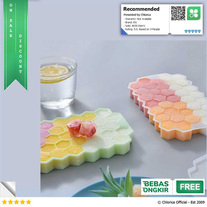 SILIKOLOVE Cetakan Es Batu Ice Cube Tray Honeycomb Heksagon 37 Slot DU655