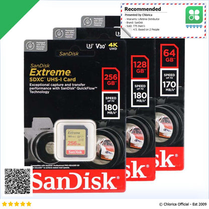 SanDisk Extreme SDXC UHS I Card V30 U3 Class SDSDXV