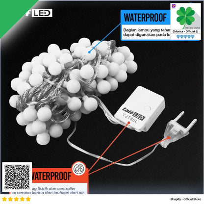 TaffLED Lampu Hias String Lights Waterproof 80 LED 4W 10M Model Ball YJT80L