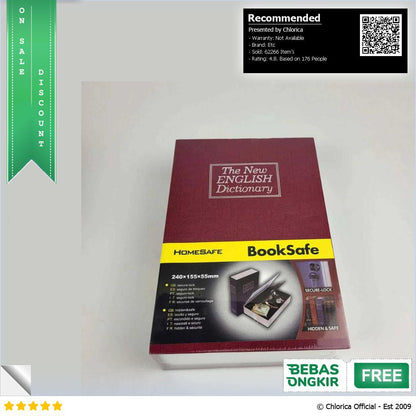 HOMESAFE Kotak Buku Kamus Hidden Security Box Dictionary Book Key Lock KBS 803