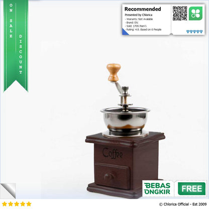 Mrosaa Alat Penggiling Kopi Manual Coffee Grinder Wood Adjustable 16290