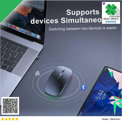 Taffware Optical Wireless Mouse Silent Click RGB 2.4GHz Bluetooth 5.0 E1300